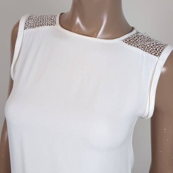 Zara Rolled Cap Sleeve Top Netted Mesh Shoulder Boxy Fit Summer Crew Neck - Picture 3 of 10